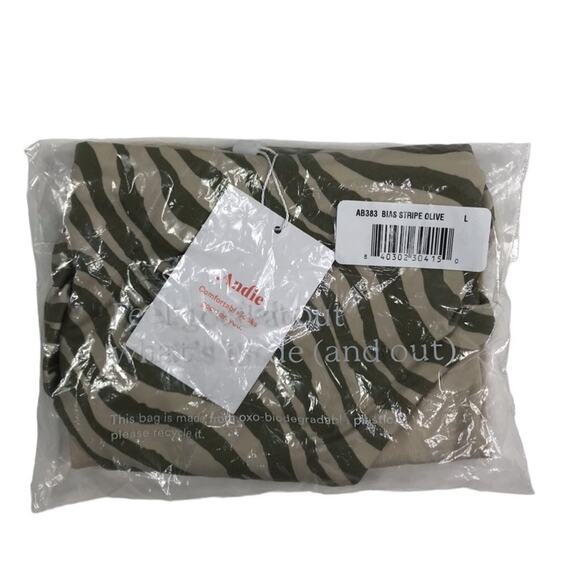 ANDIE Stripe Low Rise Bottom Women Sz L Olive Feminine Animal Resort Cottage NWT - Picture 9 of 12